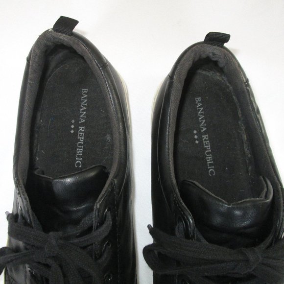 Banana Republic Mens Black Leather w\ White Sole Sneakers Size 11 Used-G… - Picture 7 of 8